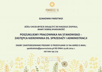 Spdzielnia Socjalna  ''Powrcisz Tu'' poszukuje pracownika 