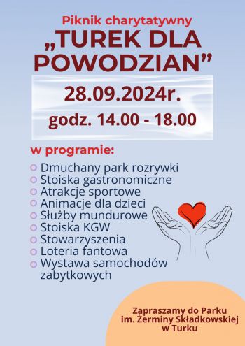 TUREK DLA POWODZIAN – ZAPRASZAMY NA PIKNIK CHARYTATYWNY 28...